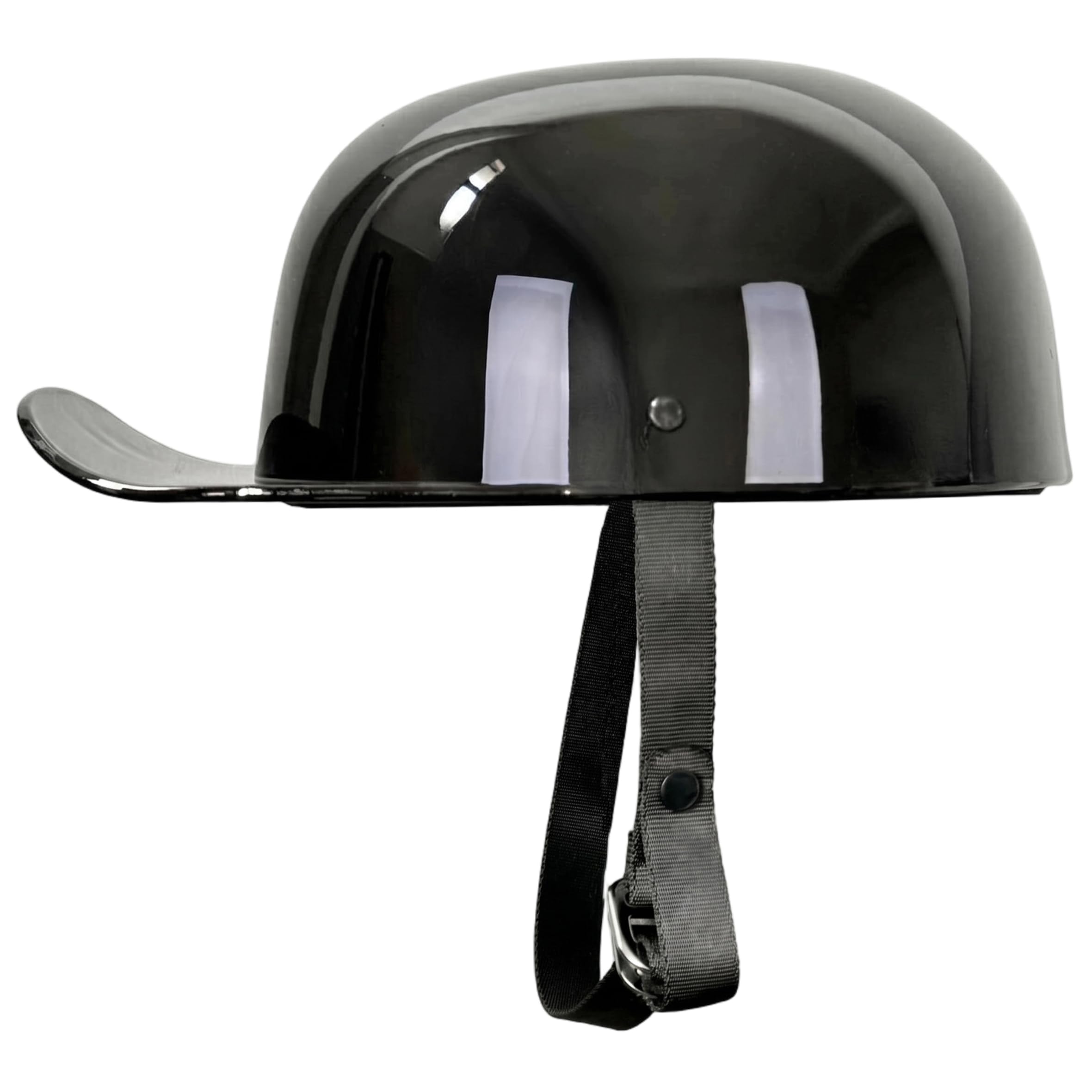 Cappellino da baseball per casco da stile vintage con visiera nero lucido taglia 59-60 cm.