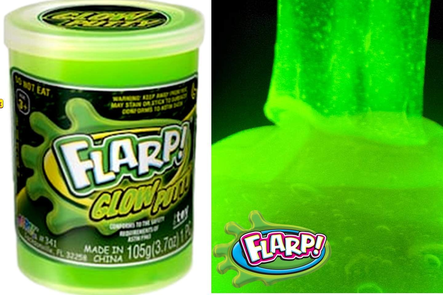 JA-RU Flarp Putty Glow in The Dark Scented Noise Putty (3 Units) Squishy Shine Neon Colors, Noise Putty Slime, Autism Stress Toy, Party Favors for Kids Boys & Girls. Plus 1 Bouncy Ball 341-3p