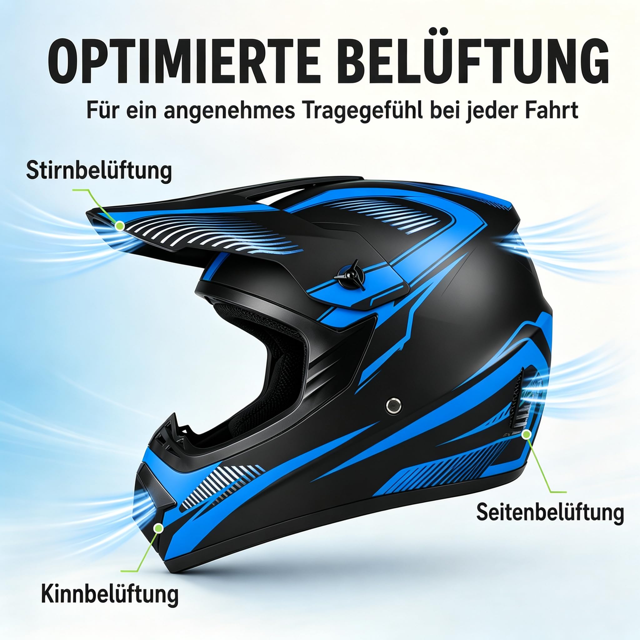 Motocross Helm Fullface für Kinder, DOT-geprüft mit komplettem Zubehörset