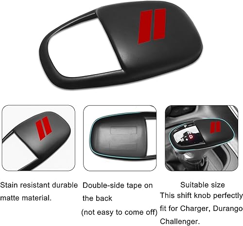 Vista 4 de Cubierta de la cabeza del pomo del cambio para accesorios Dodge Charger 2015-2023 Challenger 2015-2023 2024 Durango 2016-2025 2026 ABS Inserción