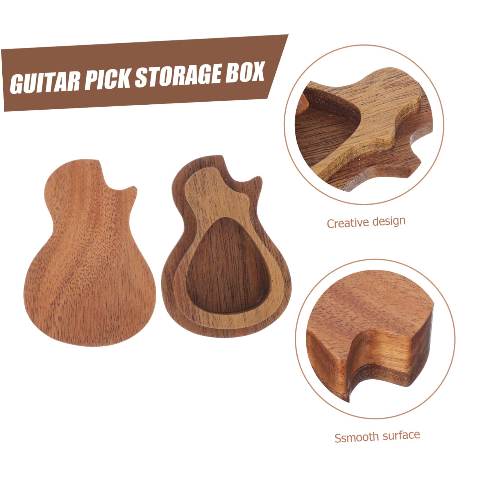 Kisangel Wooden Guitar Pick Storage Holder Compact Plectrum Container Case for Easy Organization Portability for Guitarists Music Lovers Lightweight Design