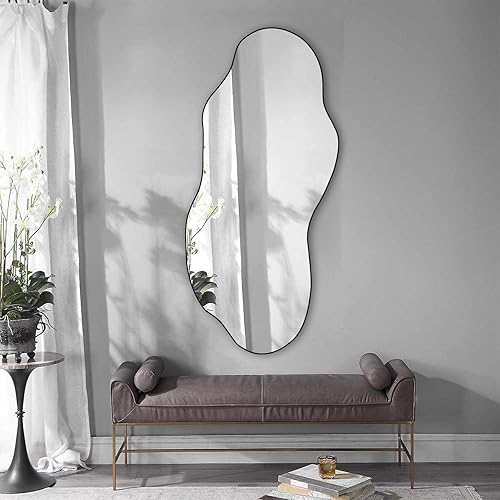 POZINO Espejo de pared irregular, espejos asimétricos grandes, espejos decorativos de 47.2 x 21 pulgadas, espejo abstracto moderno sin marco para