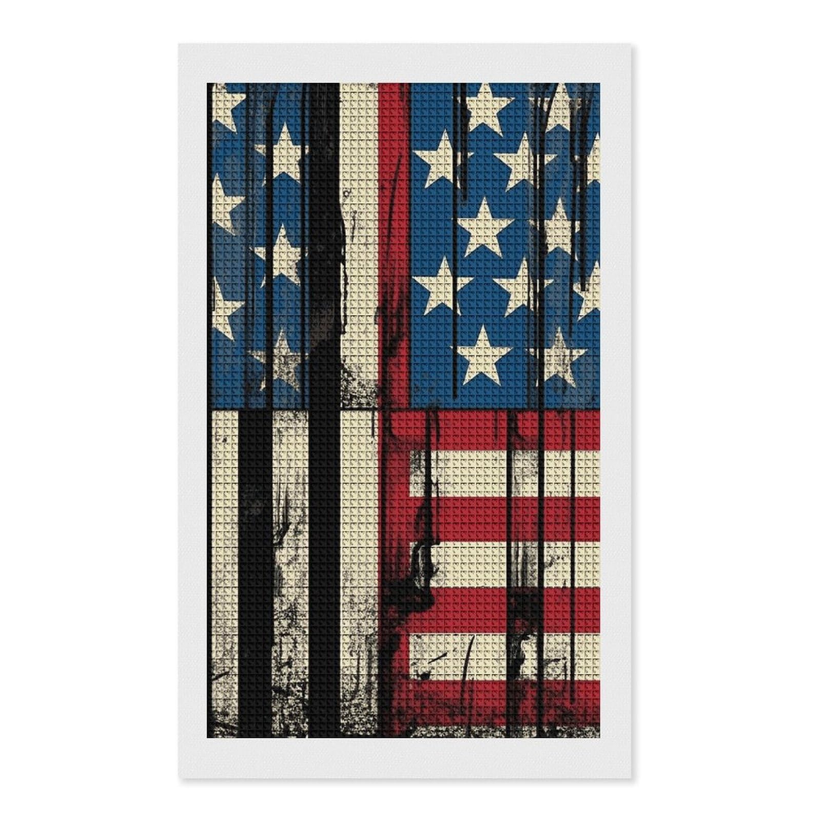 Comic Style Flag Diamond Art Kits for Adults, DIY 5D Diamonds Painting Kits for Beginner, Round Full Drill Diamond Dots Painting, 12"x20" Diamonds Pictures Gem Art and Crafts Wall Decor