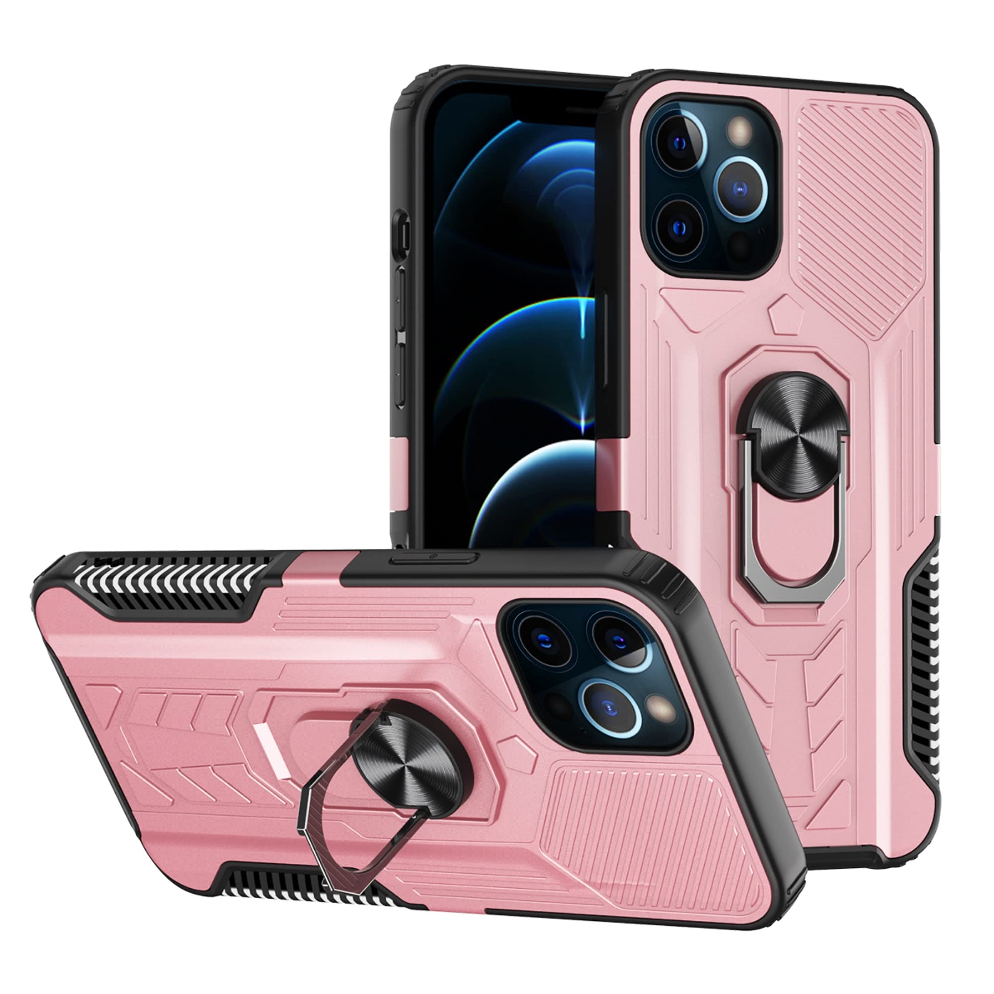 GTRONIC Designed for iPhone 12 Pro MAX, [ Military Grade ] [ Ultra Slim ] Add Camera Protection 17ft. Drop d Protective Case [ Kickstand ] (iPhone 12 Pro MAX,Pink)