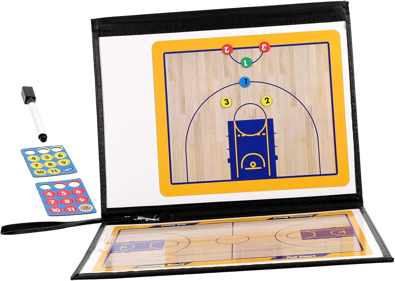 Basketball Coaching Board Tactical Dry Erase Training Board for Sports Ball Match with Magnetic Surface and Marker Pen Kit for Coaches and Referees