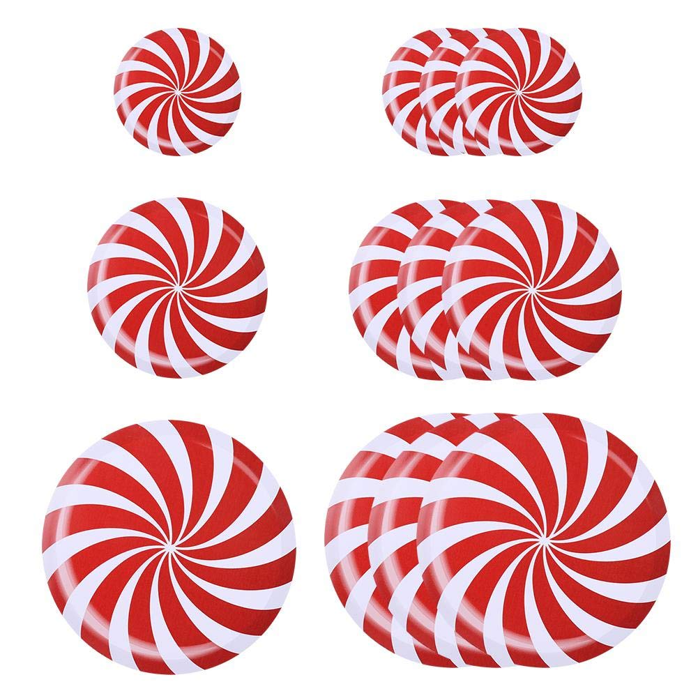 Aunmas Defult Christmas Stickers, 12Pcs Round Removable Floor Decals Stickers And Christmas Candy Canes Floor Decals Stickers For Christmas Decor