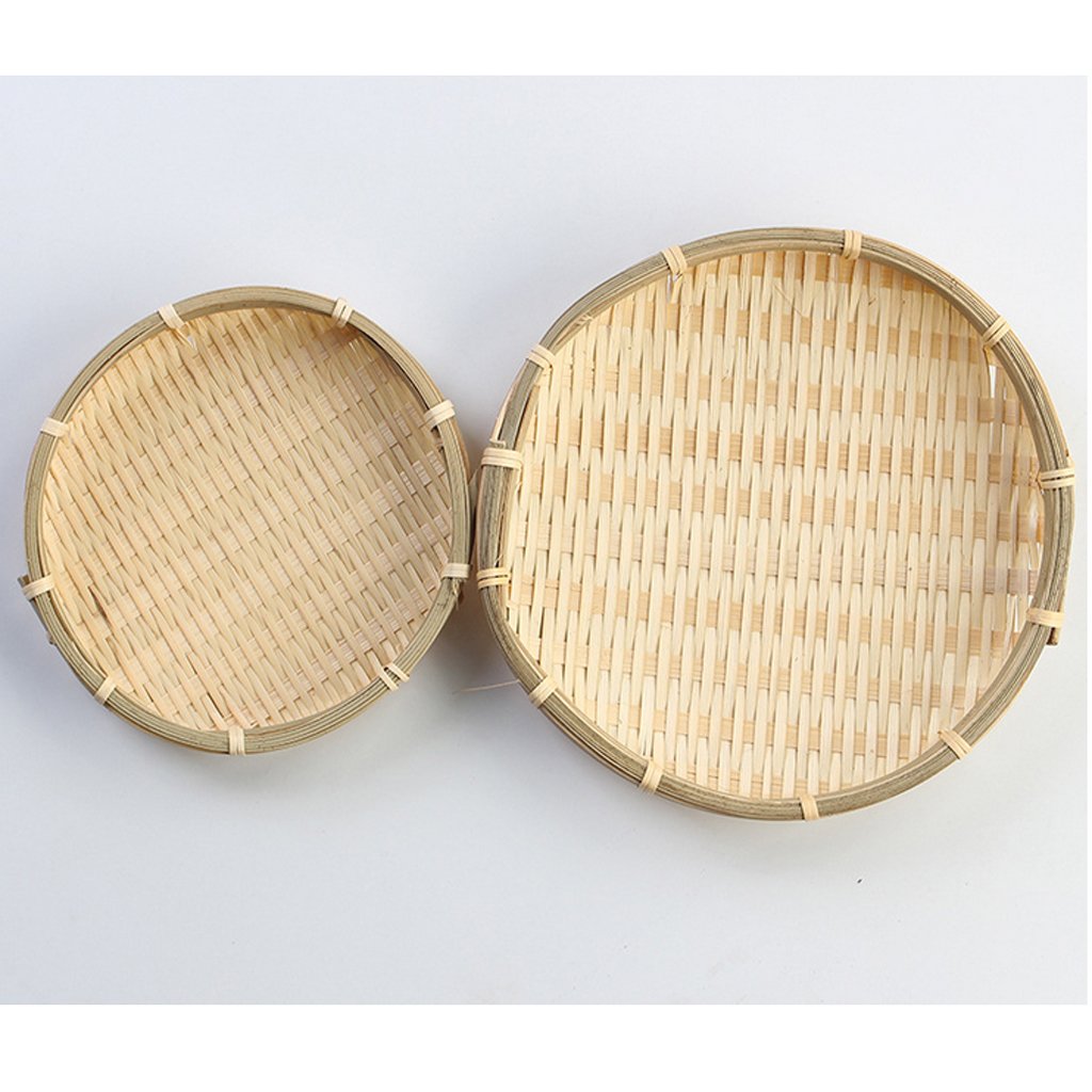 Getuse Lot De 2 Tamis Circulaires En Bambou Tissé - Paniers Naturels Pour Cuisine