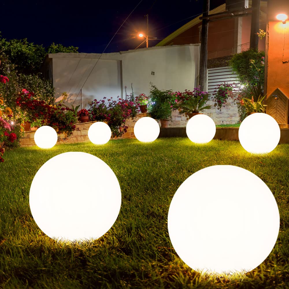 Solarleuchte Kugel Garten LED Gartendeko Solarkugel für Außen 20 cm Kugelleuchte Solar, Leuchtdauer ca. 6-8 Stunden, H 62 cm, 7er Set