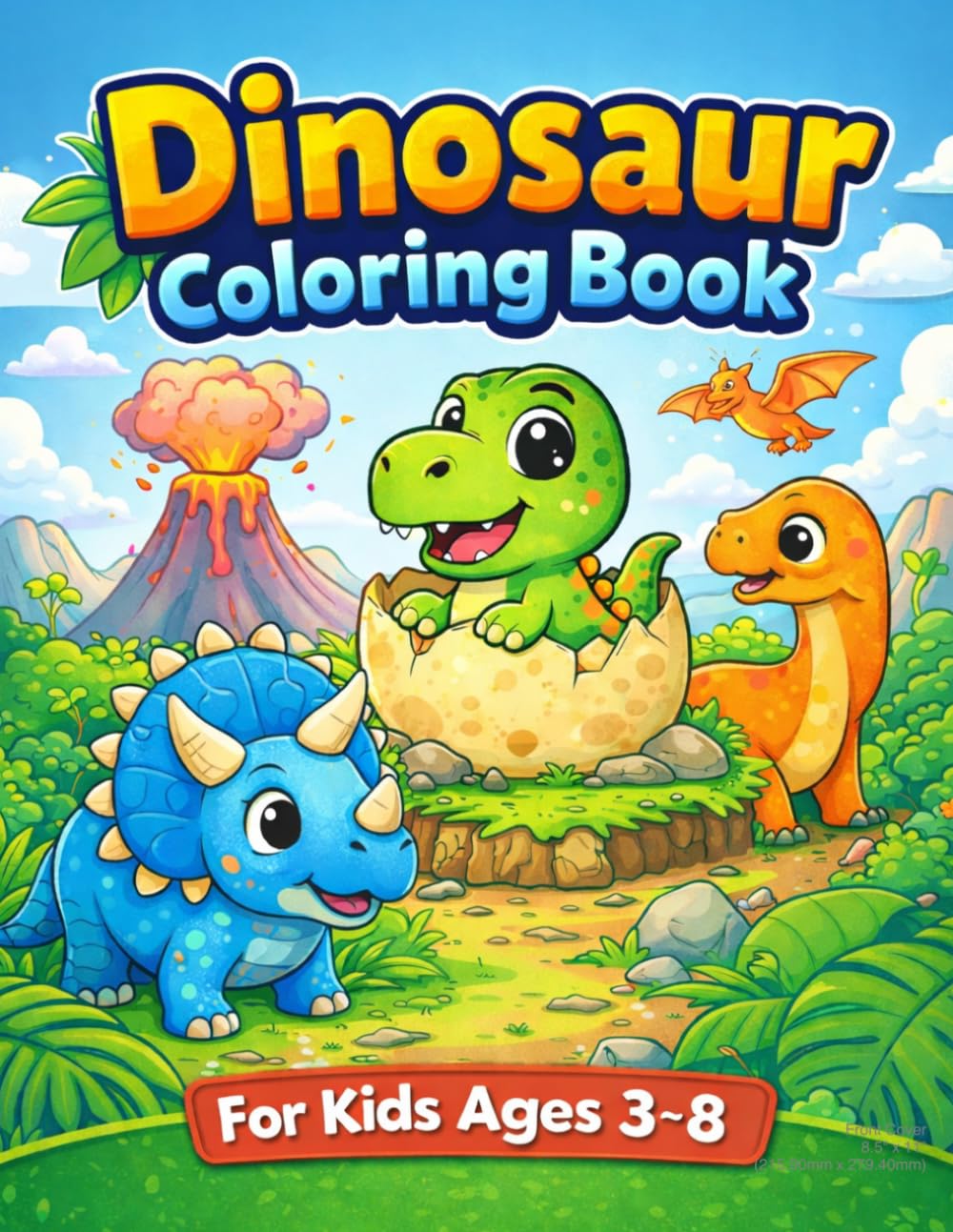 Cute Baby Dinosaur Coloring Book: Fun and Easy Coloring Pages for Kids Ages 3–8 with Adorable Dinosaurs