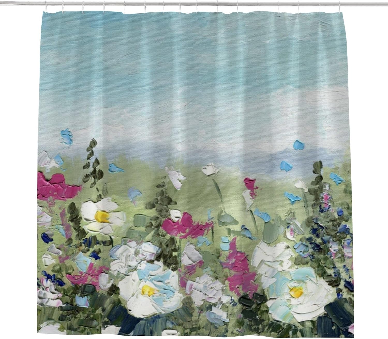 CHIGUA Shower Curtain for Bathroom with Hooks Summer Meadow