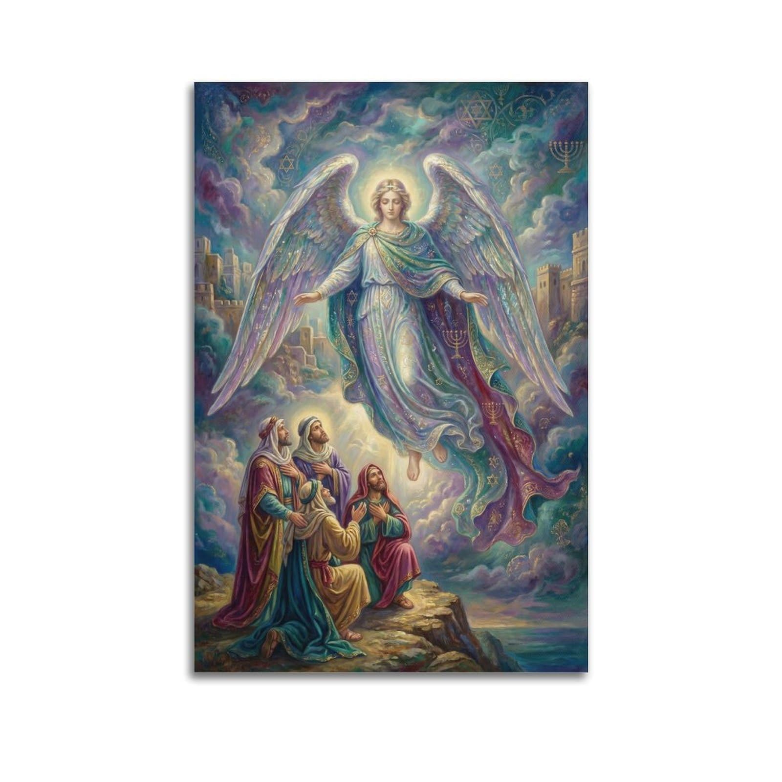 Classical Bible Christian Poster Archangel Gabriel And Sages Modern Decorative Canvas Prints - Ideal Wall Art for Family, Man Cave, Game Room, Boys & Girls Bedroom 24x36inch(60x90cm)