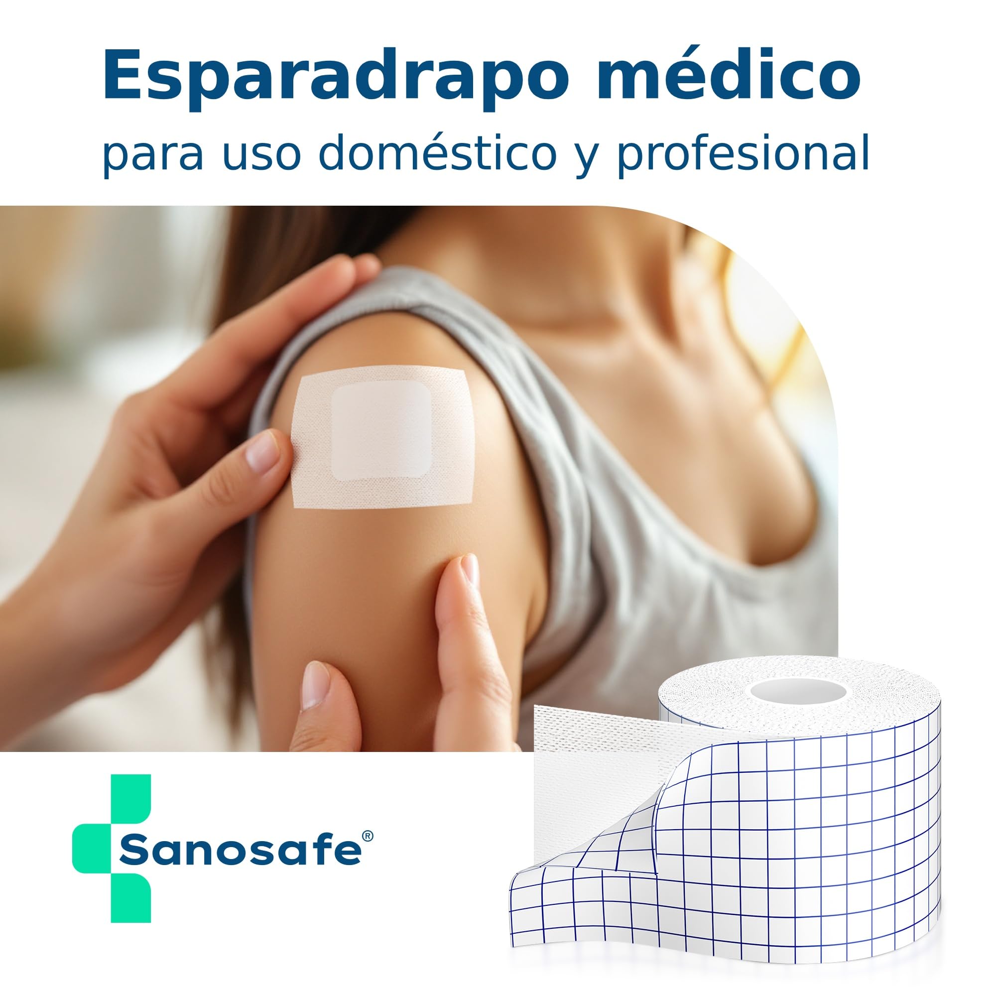 Esparadrapo médico en rollo 7,5 cm x 10 m | Cinta médica adhesiva TNT hipoalergénica y transpirable | Para fijación de apósitos y curas | Uso profesional y doméstico – Suave con la piel