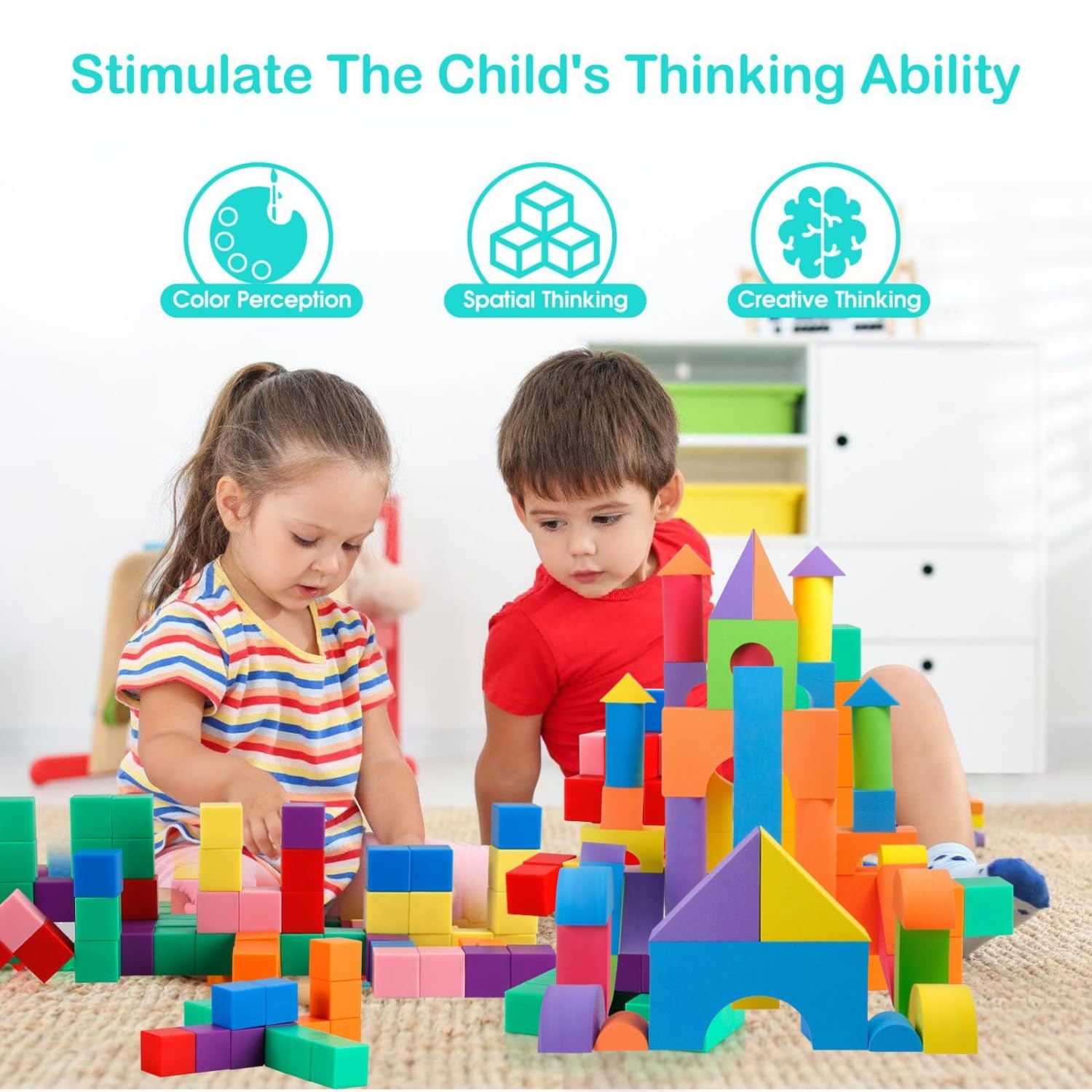 Blocs De Construction En Mousse EVA - 30 Pièces, Couleurs Arc-en-ciel - Jouet De Bain Et éducatif Sans BPA - Dès 18 Mois