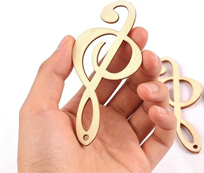 10pcs Musical Notes Wood Cutouts, Unfinished Music Symbols Shaped Wooden Slice Embellishments Wooden Cutouts Wood Discs Slices for Home DIY Projects Craft Decor