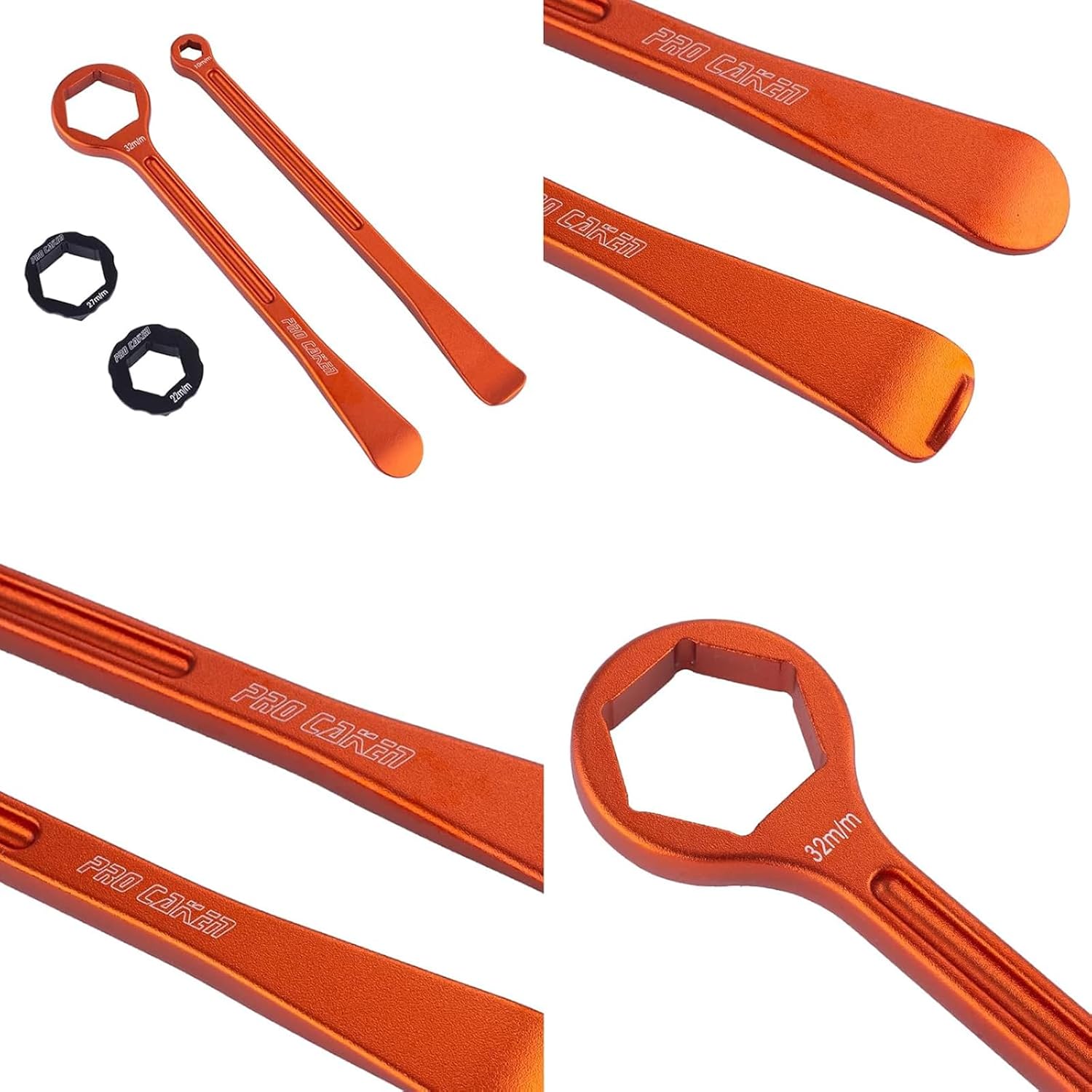 PRO CAKEN 10MM/0.39'' 13MM/0.51'' 22MM/0.87'' 27MM/1.06'' 32MM/1.26''Tire Iron Lever Tool Spoon Motorcycle Tire Change Kit Wrench Set Tire Repair Tool for European Bike XC SX XC EXCF