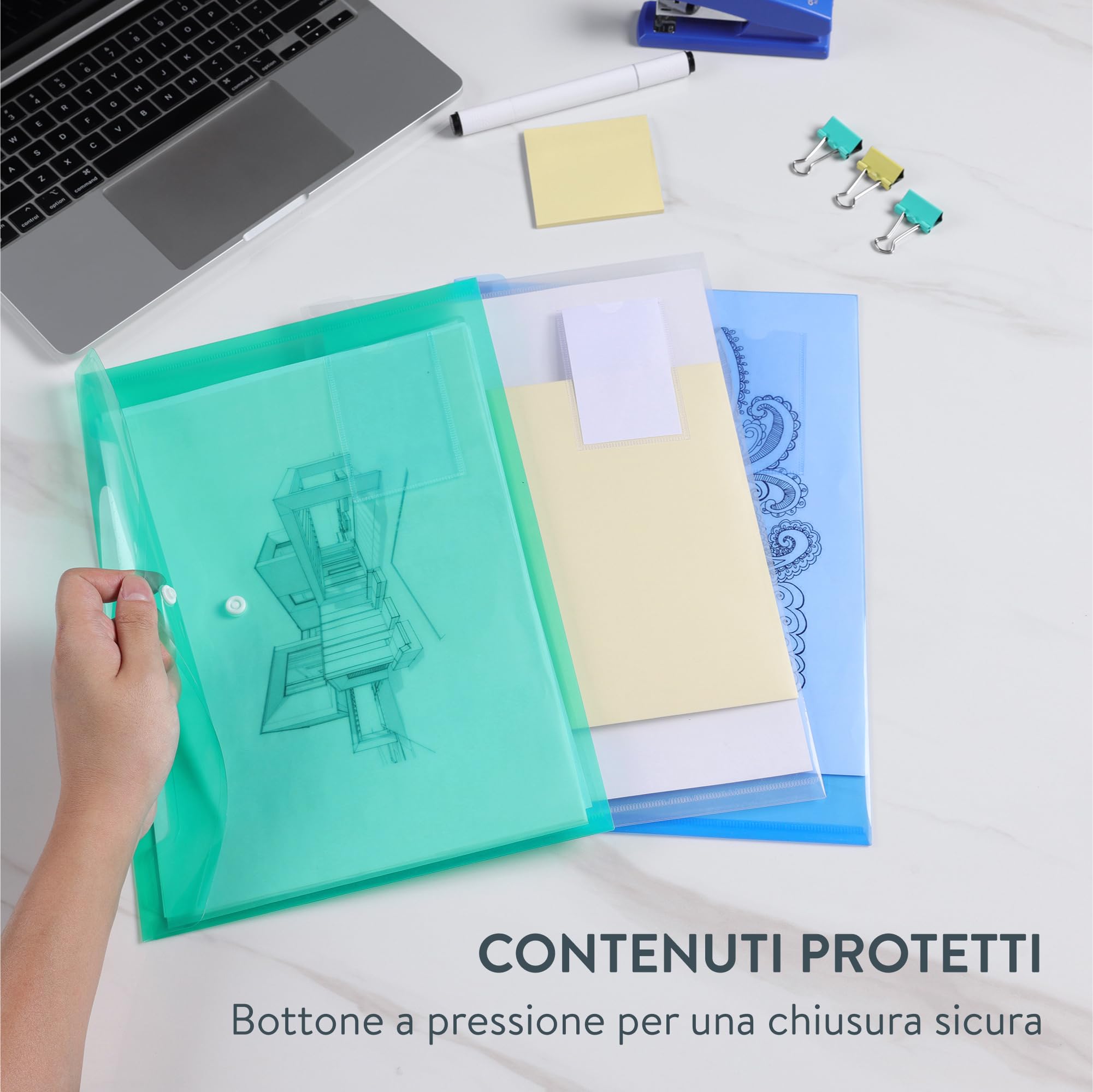 H&S, 30 cartelline portadocumenti in plastica, formato A4