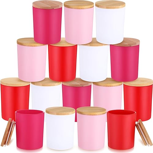 Miniatura 8 de Ziliny 16 tarros de vela de otoño para hacer velas de Acción de Gracias, recipientes vacíos a granel de 7 onzas de vidrio de otoño con tapas