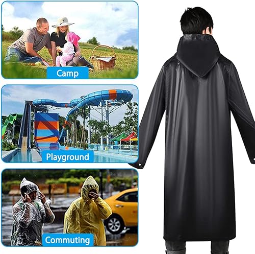 Miniatura 7 de Paquete de 2 ponchos de lluvia portátiles para adultos, reutilizables, impermeables Roctee para mujeres y hombres con capucha, poncho de emergencia,