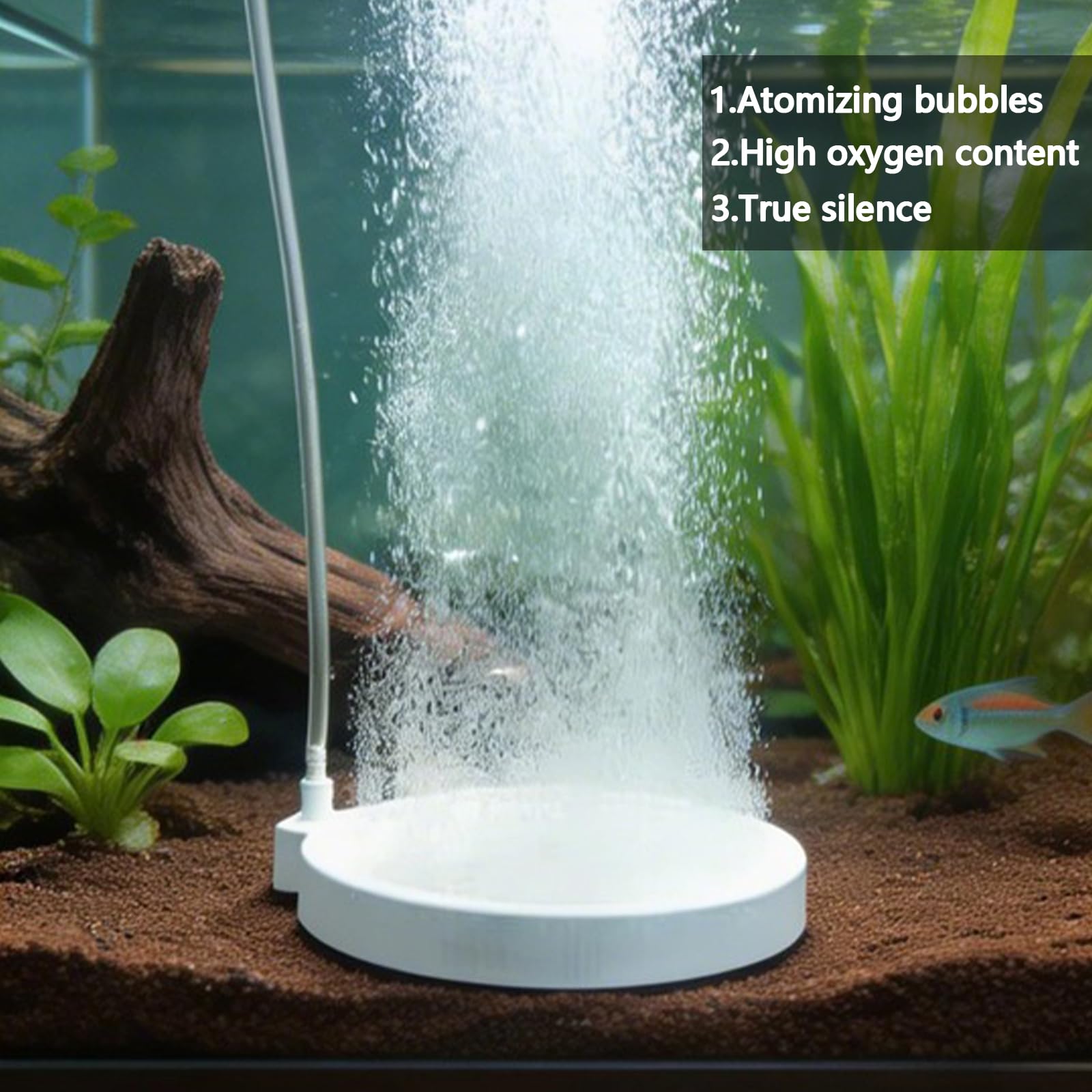 Vauki 3 piedras nano-efervescentes para acuario, piedra de aire silenciosa, acuario, salida de aire de 5 cm, para acuario, emisión de oxígeno, ultra microburbujas, para acuarios, cubos de hasta 60 cm — view 3
