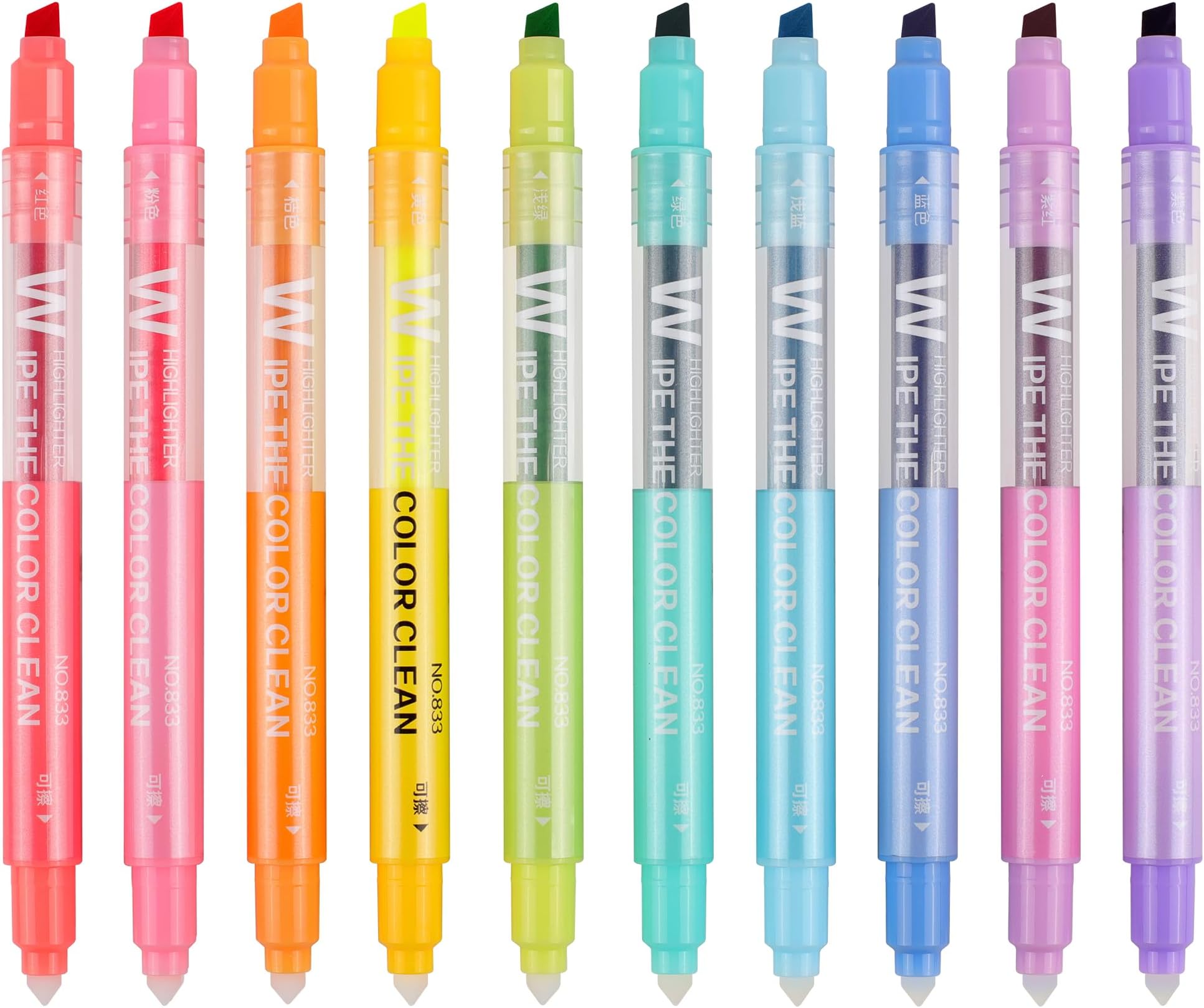 HANKU Erasable Highlighters, Dual Tip 10 Assorted Colors for Journaling | Cut...
