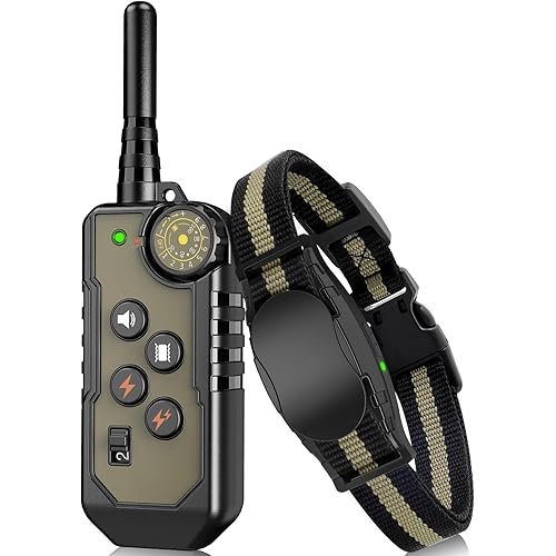 HKZOOI Dog Shock Collar, 1000ft Remote Range Rechargeable Waterproof Electric Dog Training Collar with Beep Vibration and Static Stimulation for Medium Large Dogs…