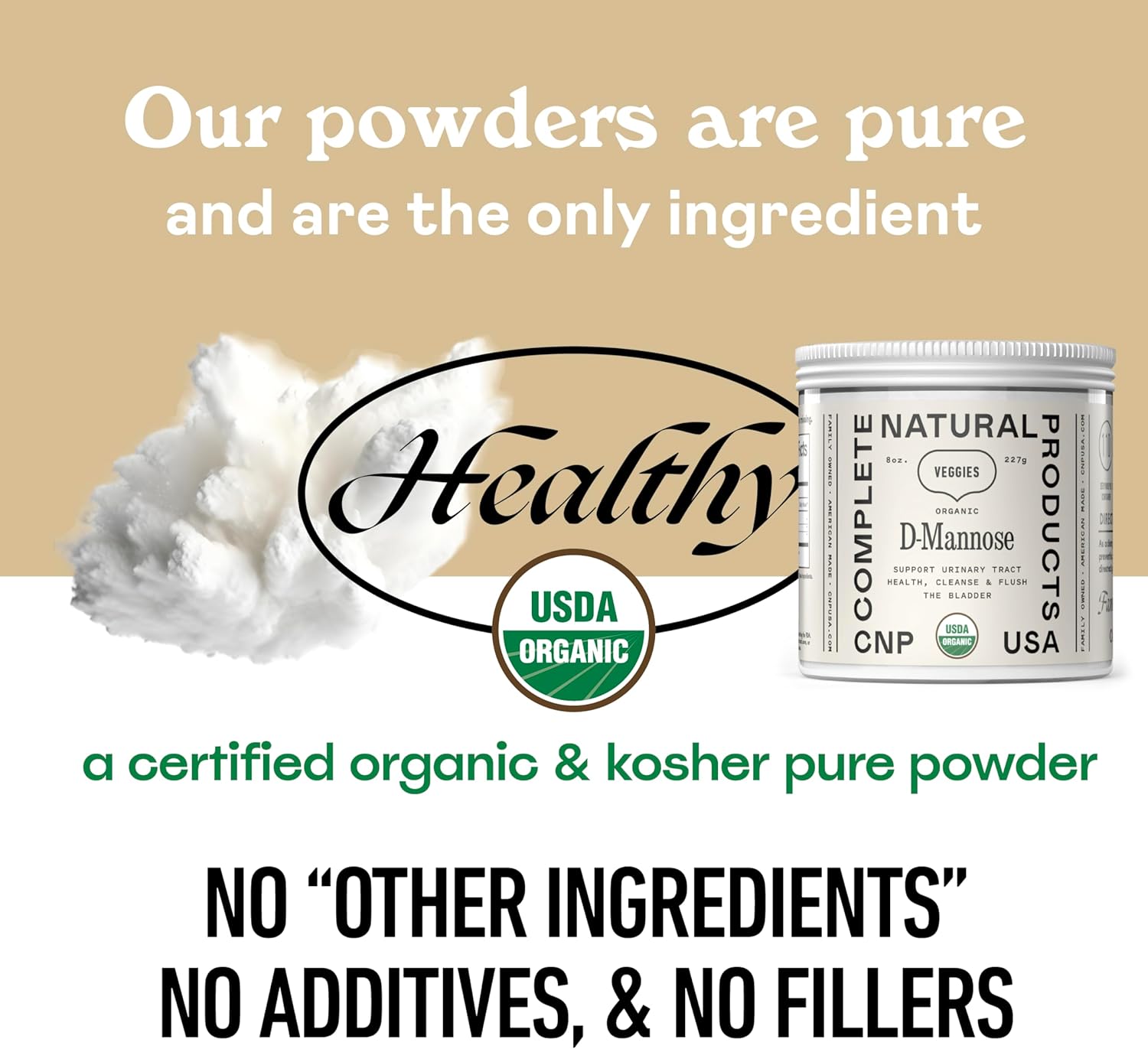 CNP Organic D Mannose Powder 2000mg - Powder D Mannose Supplement for UTI Support, Pure D-Mannose Powder from Guar Beans, Vegan Non GMO Clean Formula, Bladder Urinary Tract Health Supplement Use