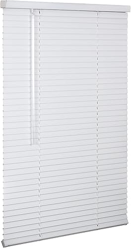 LOTUS & WINDOWARE Mini persiana de aluminio inalámbrica de 1 pulgada de ancho x 36 pulgadas de largo, color blanco (AMX34536WH)