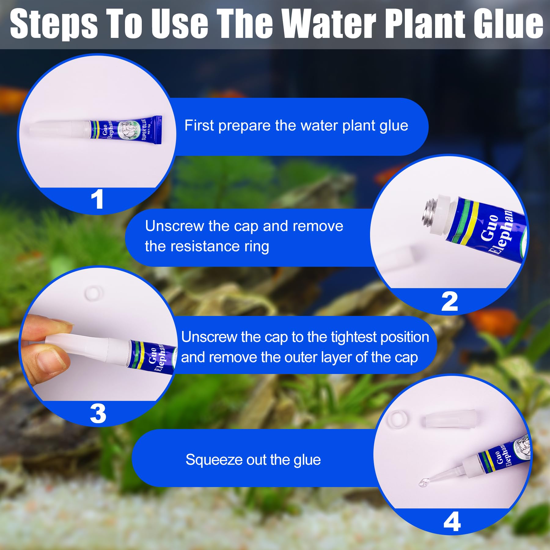 Aquarium Glue,6Pcs Instant Coral Glue,Aquascaping Quick Drying Aquarium adhesives for Water Plants and Coral,Stone,Moss,Wood