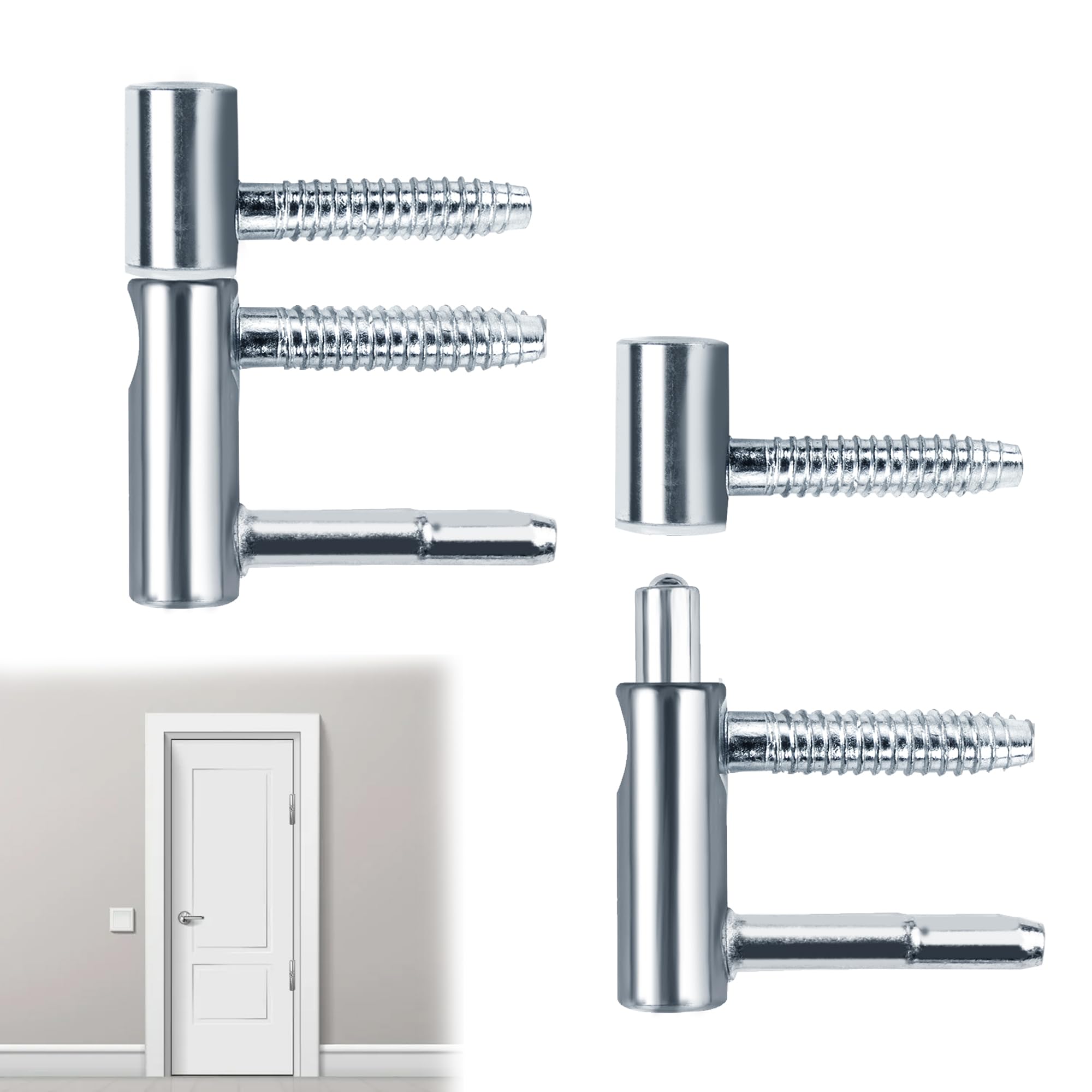 2 Pezzi Derniere per Legno per Decorazione, Cerniere Per Porte Interne Cerniere per Telaio Apecs In Acciaio Zincato, Cerniera Porta da Infilare In Due Pezzi per Legno e da Camera(Argento)