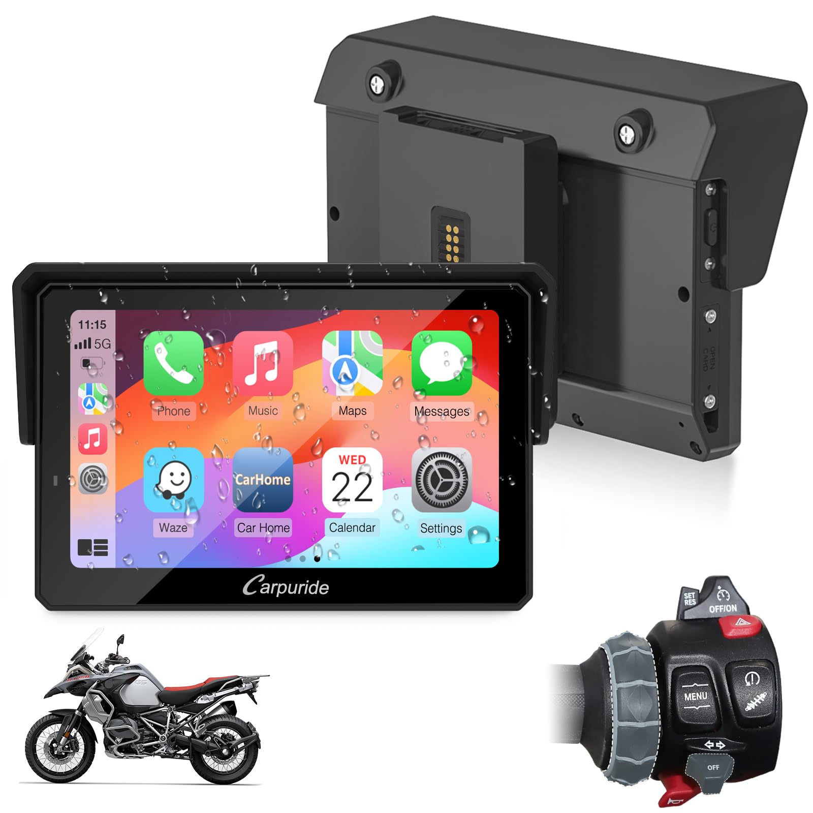 CARPURIDE 5" W502BS Pro für BMW-Motorrad, Native Wonder, CarPlay & A-Auto