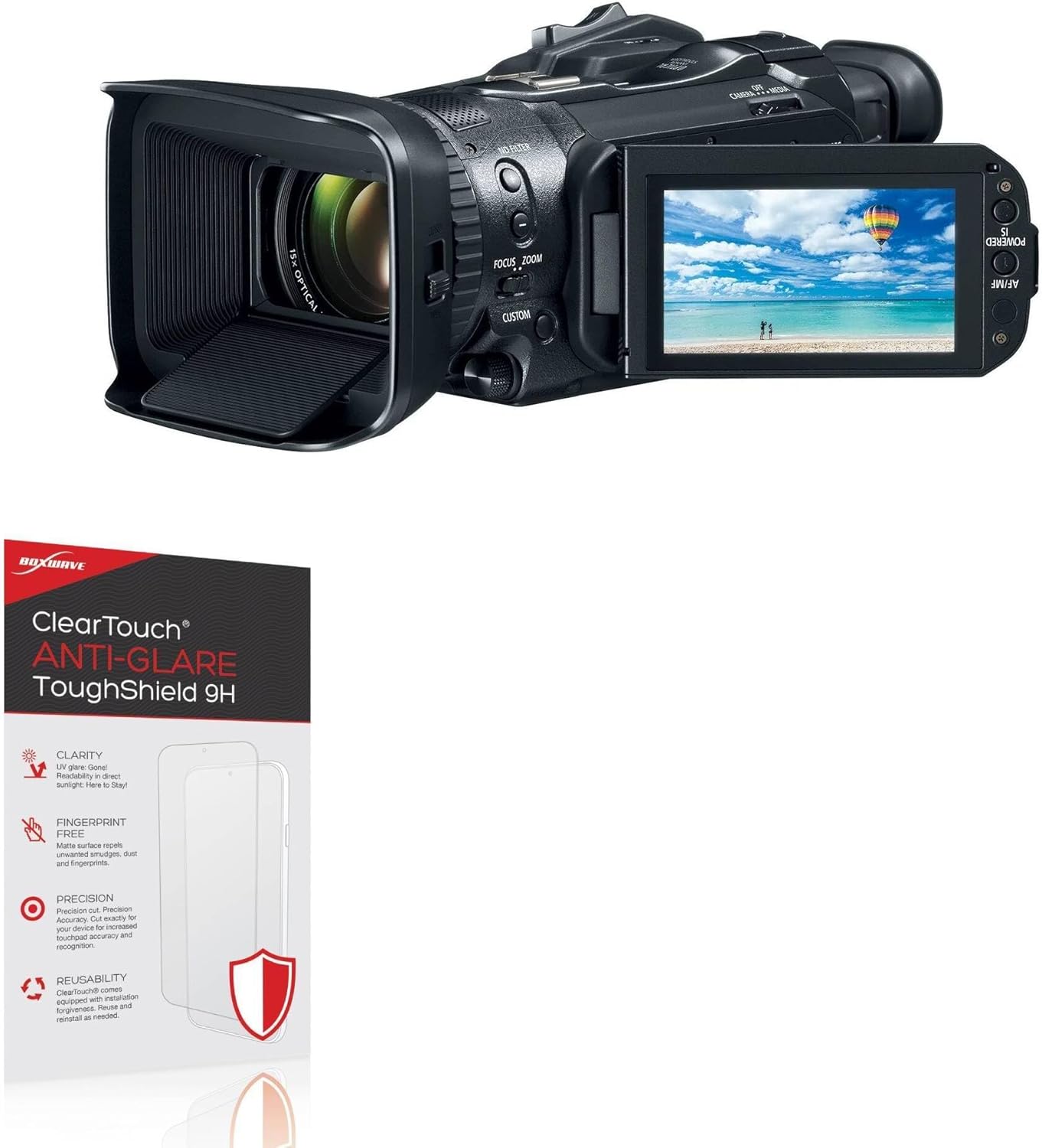 BoxWave Screen Protector Compatible With Canon Vixia GX10 - ClearTouch Anti-Glare ToughShield 9H (2-Pack), Anti-Glare 9H Tough Flexible Film Screen Protector