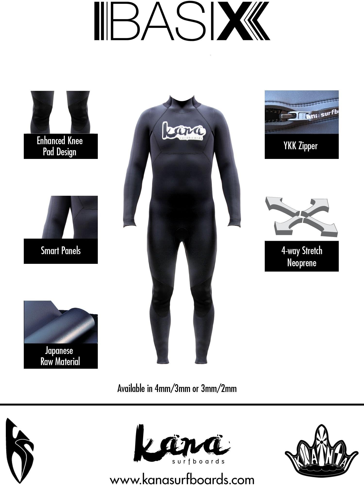 3mm/2mm Kana Surfboards Basix Surf Wetsuit Size Medium
