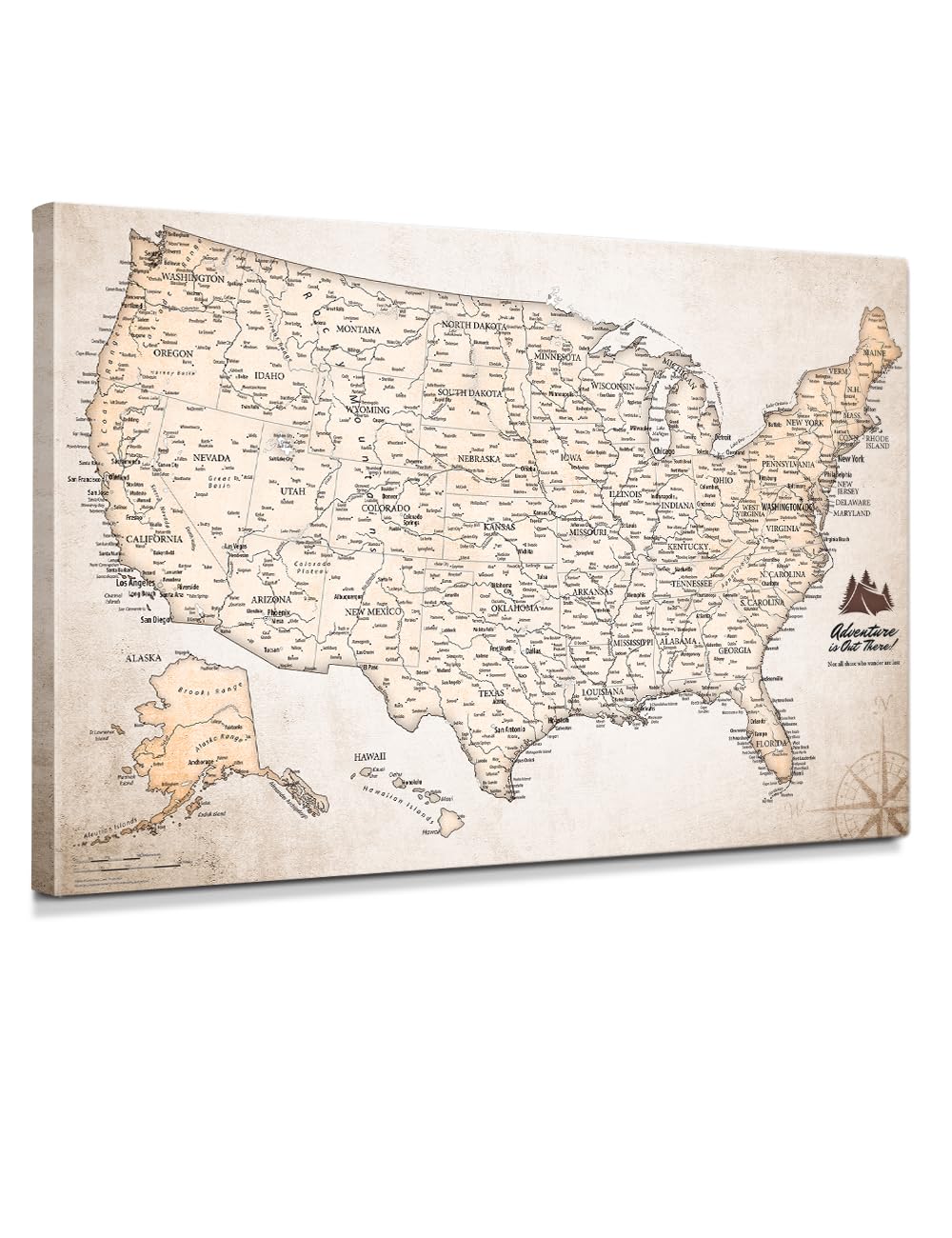 IPIC Vintage USA Maps for Wall, Map of the United States, Size 24x16 in