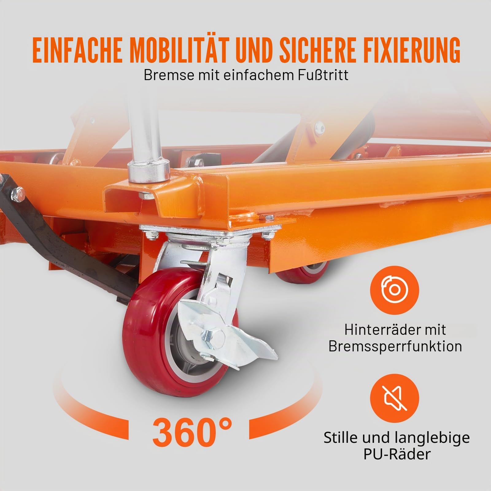 VEVOR hydraulischer Hubtischwagen, 1760 lbs Kapazität, 59" Hubhöhe, manueller Doppelscherenhubtisch mit 4 Rädern und rutschfester Unterlage, hydraulischer Scherenwagen für Materialhandhabung und Trans