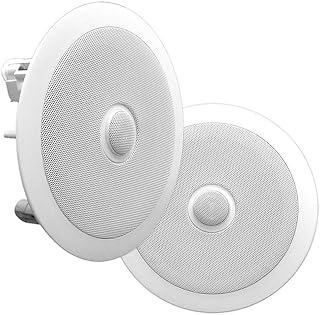 Pyle 6.5'' In-Wall/In-Ceiling Midbass Speakers (Pair) - 2-Way Woofer Speaker System Directable 1” Titanium Dome Tweeter Flush Mount Design w/ 65Hz - 22kHz Frequency Response 250 Watts Peak - PDIC60