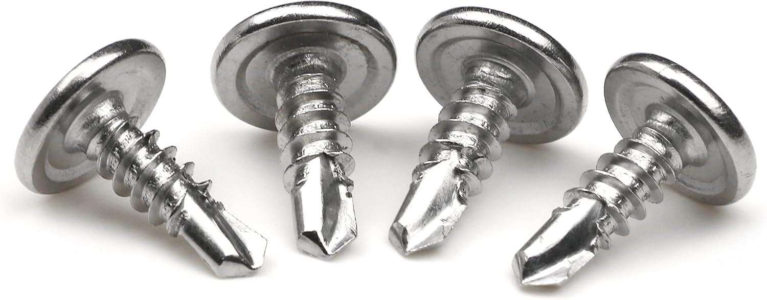 100 Pack 410 Stainless Steel Wafer Head Phillips Self Drilling Screws Sheet Metal Tek Screws, Modified Truss Head Self Driller - Size: #8 x 1/2"