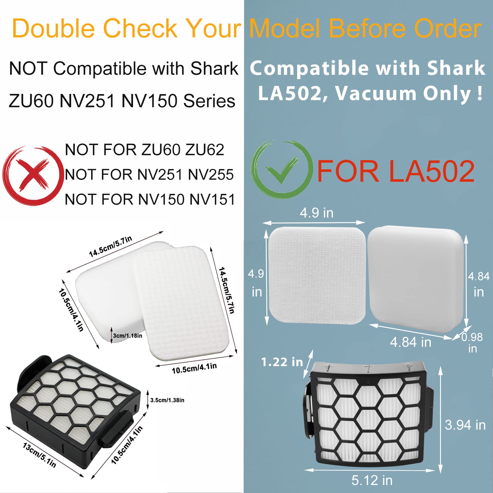 Shark Vacuum Filters - Replacement for LA322, LA502 -3