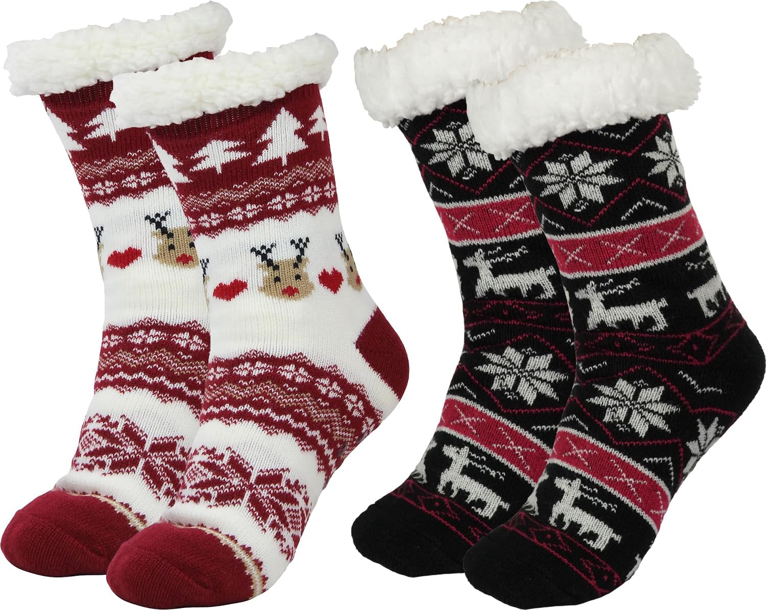 BenSorts Women Winter Thick Slipper Socks with Grippers Non Slip Warm Fuzzy Socks Christmas Gifts