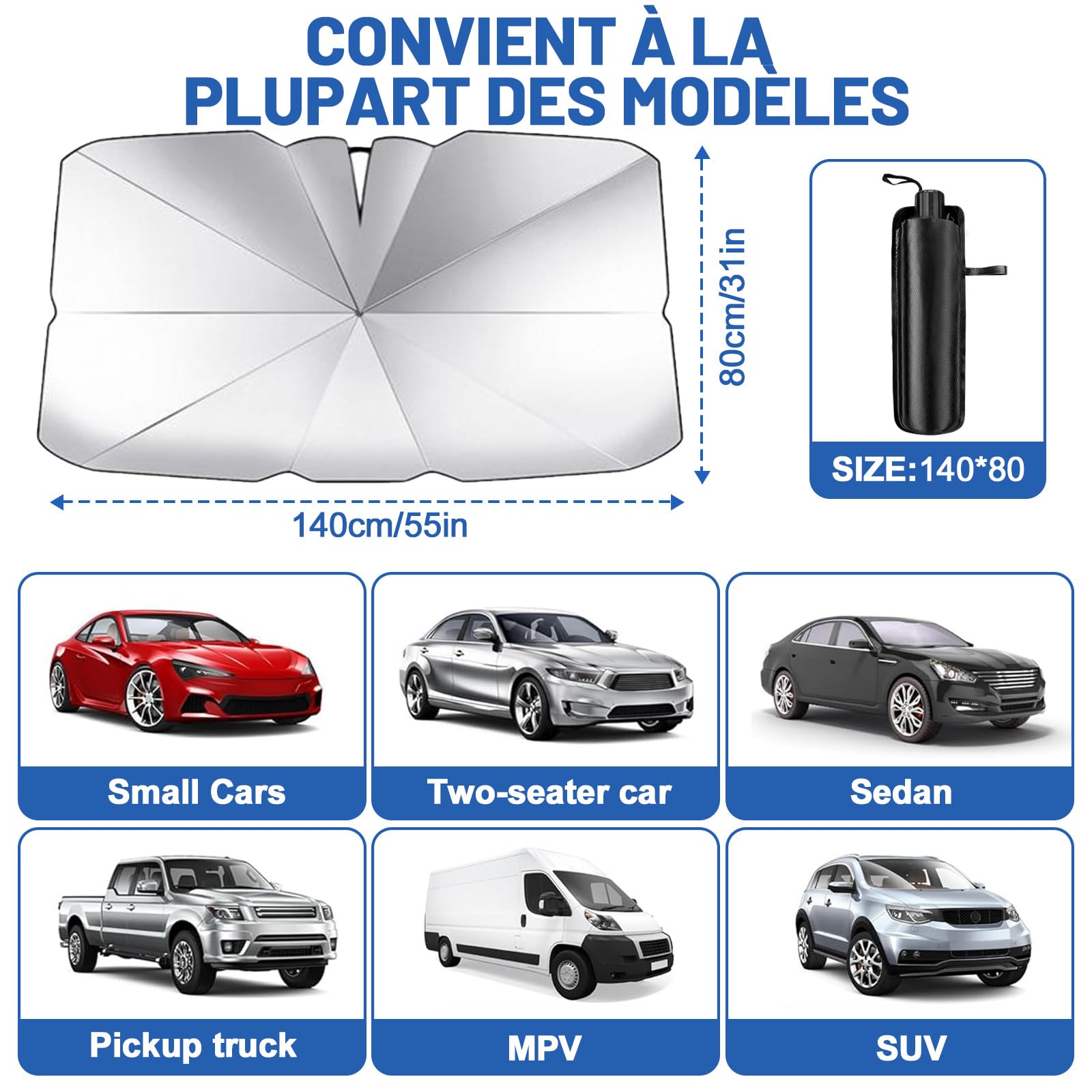 Pare-Brise de Voiture,Pare-Soleil Voiture,Pare-Soleil Voiture Pare-Brise Intérieur,2025 Dernier Pare-Soleil Avant Pliable,Bloque Les Rayons UV