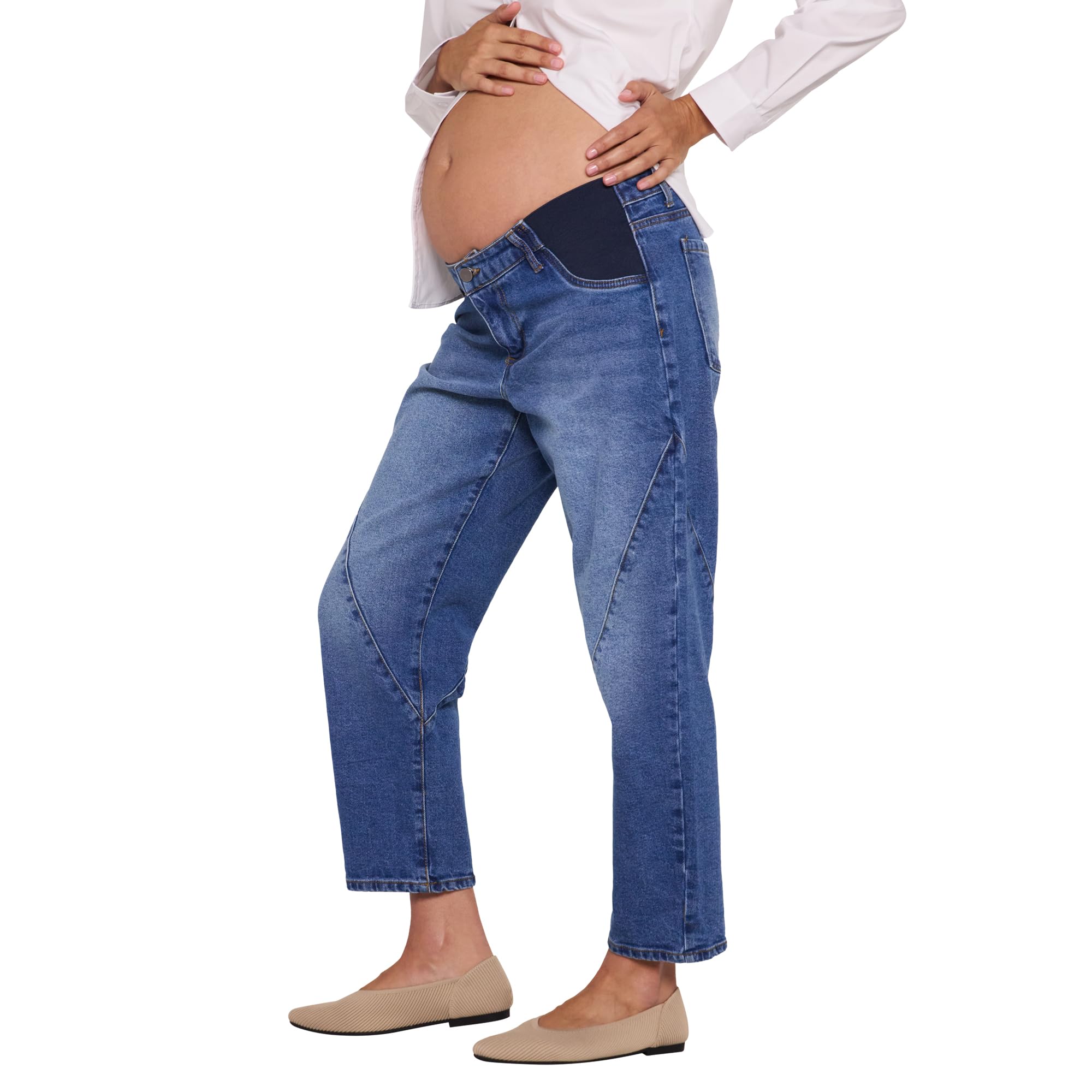 Motherhood Maternity Damen Under The Belly Elastic Waist Barrel Leg Pregnancy Jeans