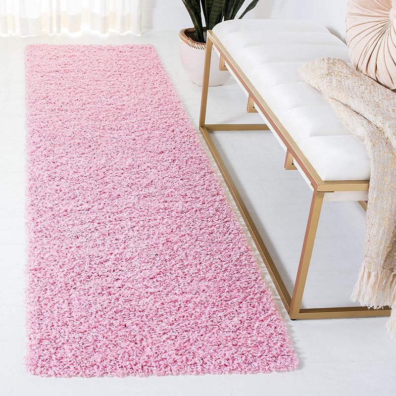 Image of F R Creation Super Ultra Soft Shaggy Handcrafted Anti-Skid Silk Touch Rectangular Carpet. Size (2X3 Feet Pink)