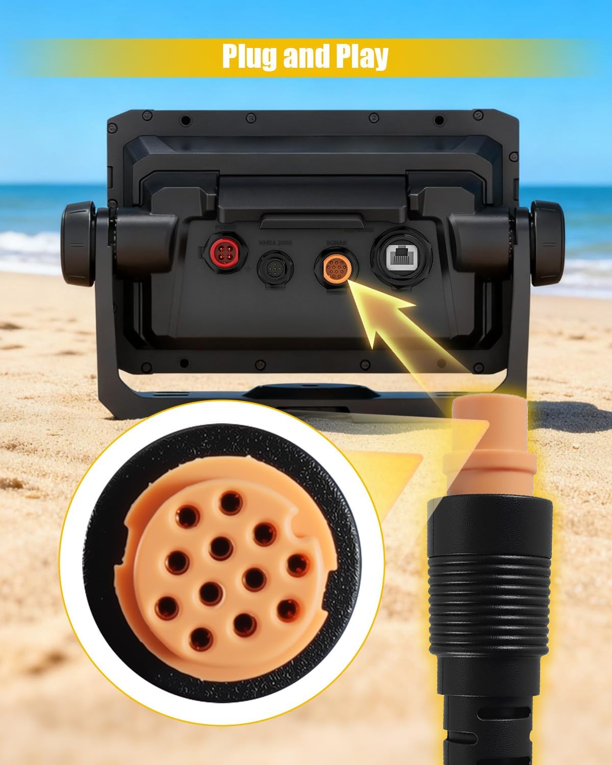 10Ft Extension Cable 12 Pin Replace 010-11617-32 Compatible with Scanning Transducers Airmar 12 Pin Transducers with XID GPSMAP Striker ECHOMAP LiveScope Series