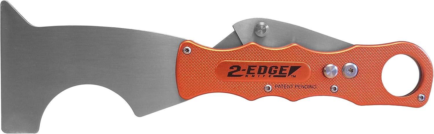 Zorr 2-Edge Knife — Foldable Utility & Putty Knife Combo, Aluminum Handle with Safety Lock, Belt Clip & Interchangeable Blade, Painter’s All-in-One Tool, orange 5 and 1