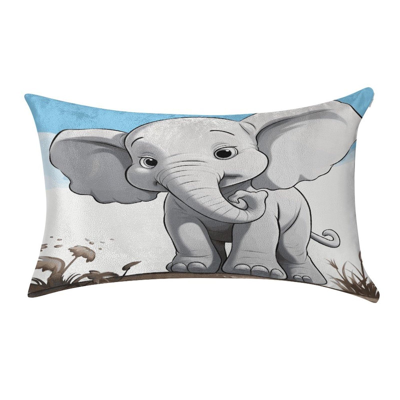 LDGSUPH White Elephant Velvet Throw Pillow Covers Cozy Pillow Shams Pillowcases Detachable Pillow Cases Soft Cushion Cover with Zipper for Sofa Car Bed Pillow Protectors 12 "×20 "