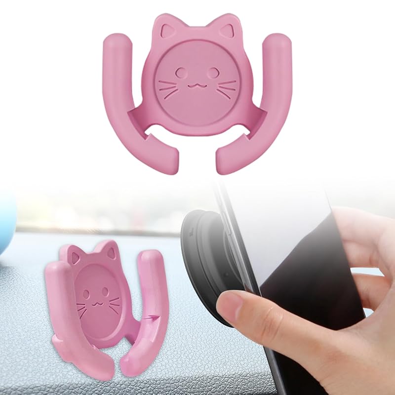 Suporte de celular para carro e superfícies múltiplas HOMEFOX compatível com PopSocket, adesivo, rosa fosco