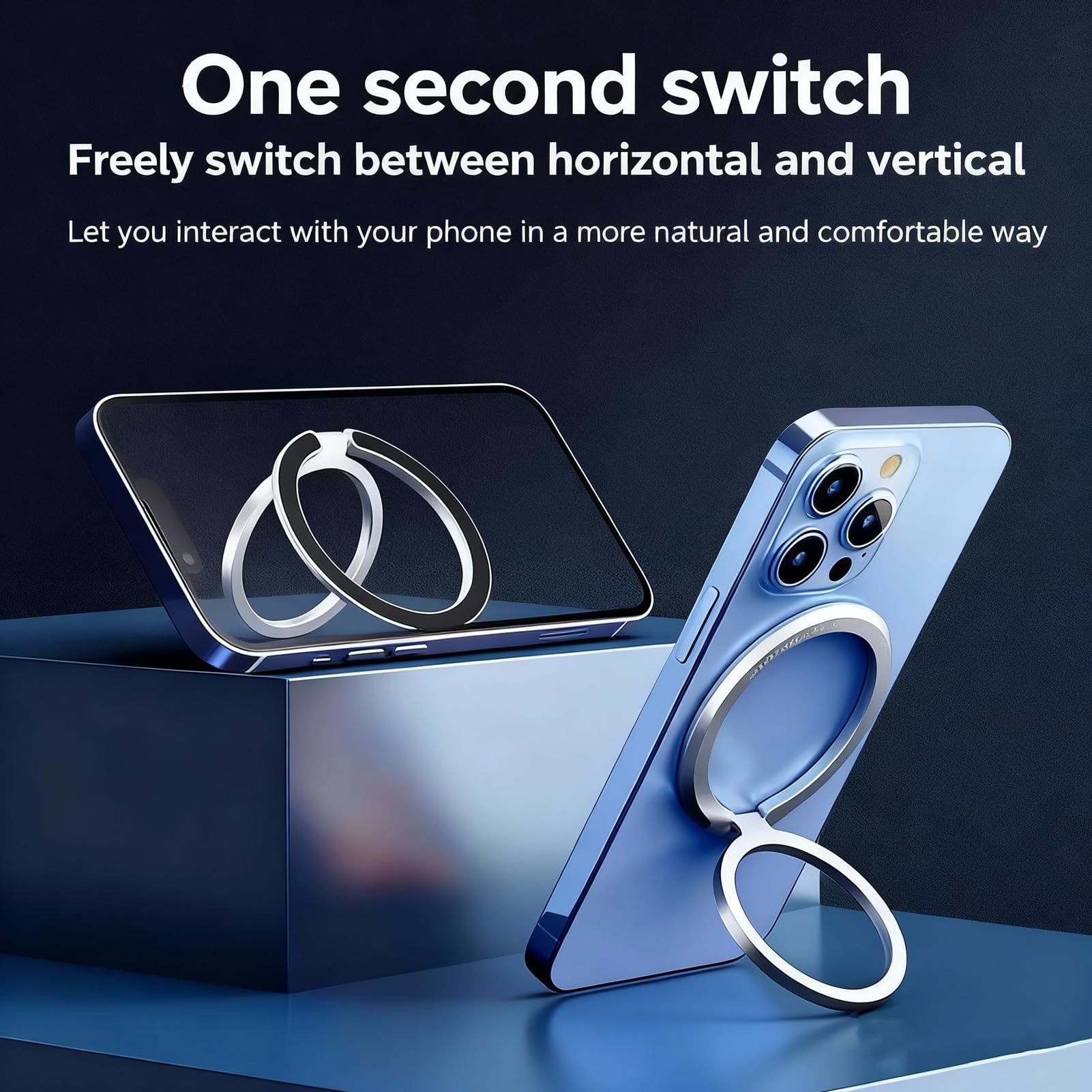 Supporto ad Anello Magnetico per Cellulare, Impugnatura smartphone, Universale Cellulare Anello Rotazione 360° Gradi Smartphone Ring per iPhone, Samsung, Huawei, Tutti Gli Smartphone(grigio)
