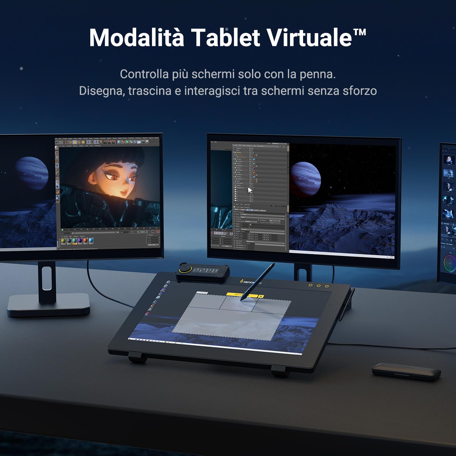 Xencelabs Pen Display 24 Tavoletta Grafica con Schermo 4K Monitor di Disegno Adobe RGB al 99% Tavoletta con Quick Keys 2 Penne senza Batteria Compatibile con Windows-ARM/Windows/Mac/Linux