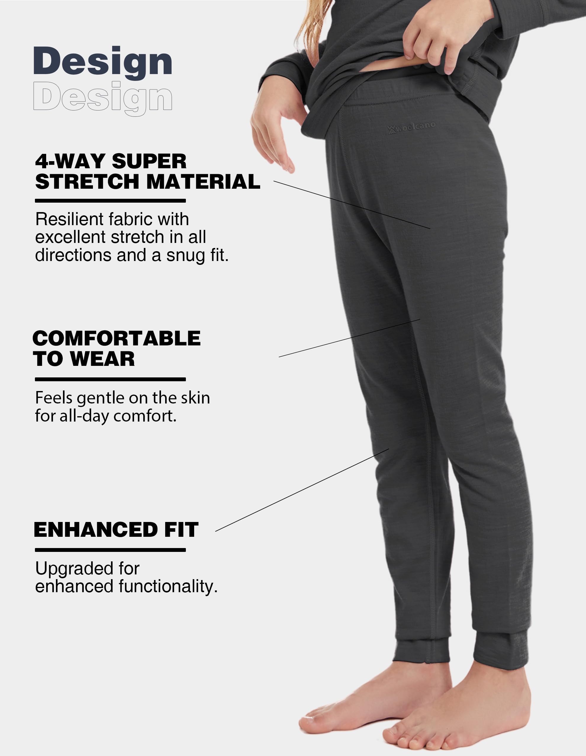 Pantalones de lana merino para niños, leggings térmicos para niñas y niños, ropa interior de invierno unisex