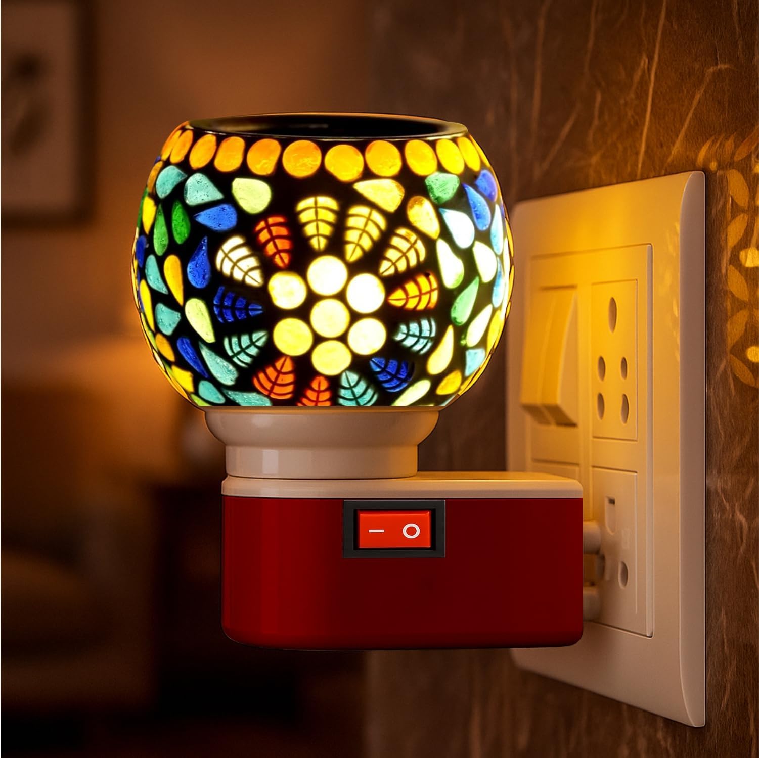 JD FRESH Ceramic Kapoor Dani Lamp/Electric Camphor Diffuser Burner for Pooja/Multipurpose Incense Aroma Kapoor Dani/Bakhoor Burner/Night lamp for Home/Office/Meditation & Mosquito Repellent (JD-1031)