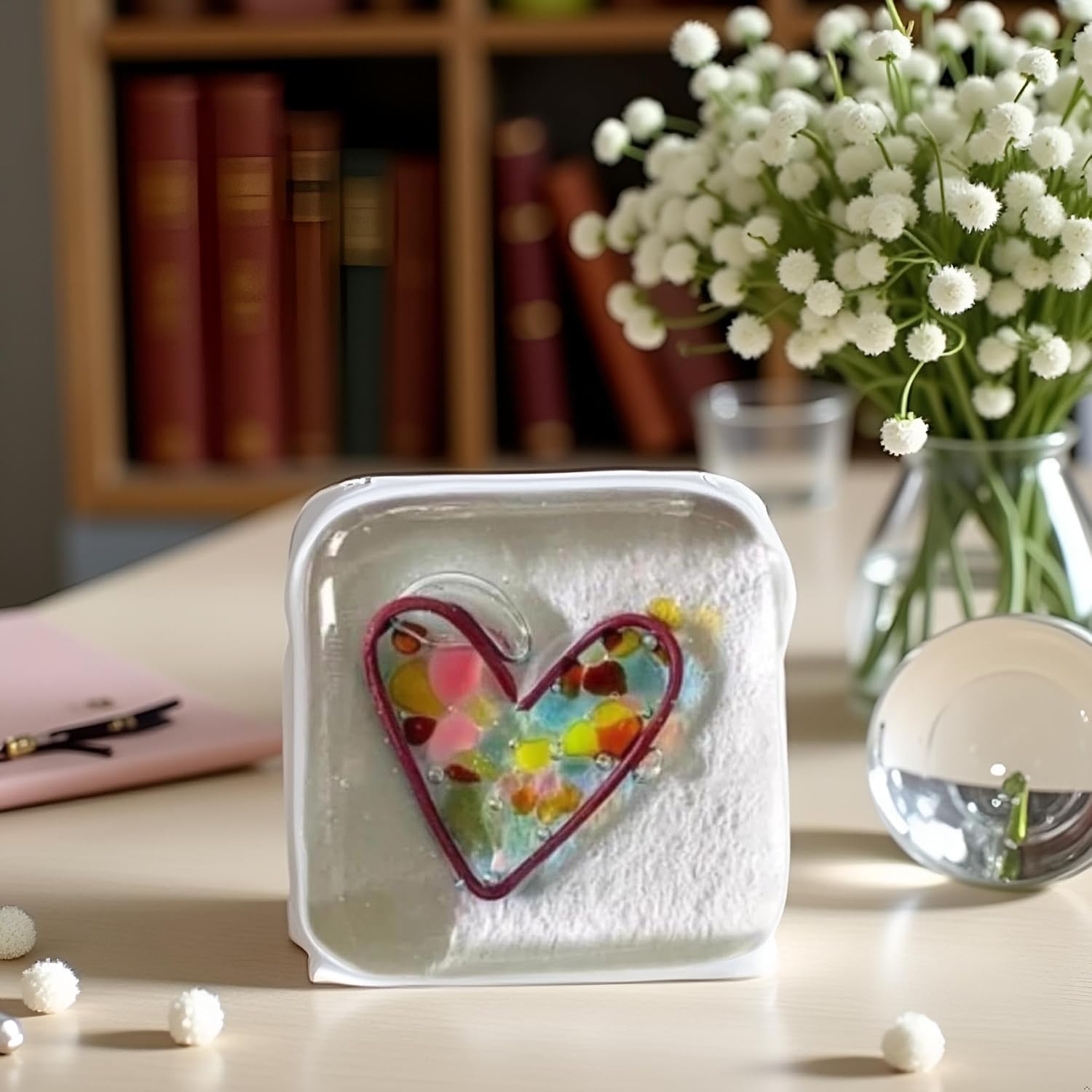 JJLFresheners Fused Glass, Glaze, or Resin Heart Pocket Token, Handmade Keepsake Gift for Friends, Couples, or Family